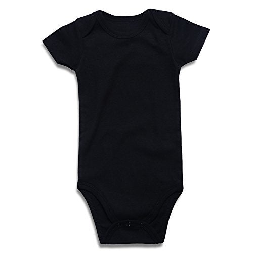 ROMPERINBOX Unisex Solid Black Baby Bodysuit 0-24 Months (3-6 months, black) - Image 2