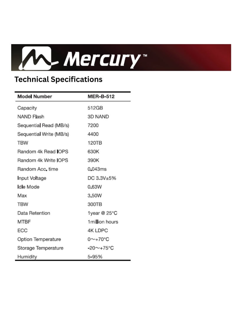 Mercury M.2 NVMe SSD, 2280 PCIe Gen 4 x 4, 7200MB/s Read, 6400MB/s Write (512, GB) - Image 5