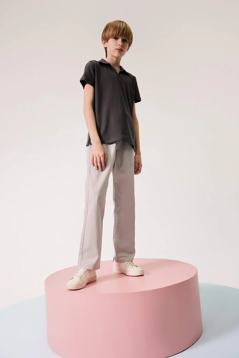 ديفاكتو Boy Regular Fit Straight Leg Gabardine Pants