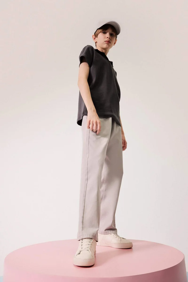 ديفاكتو Boy Regular Fit Straight Leg Gabardine Pants