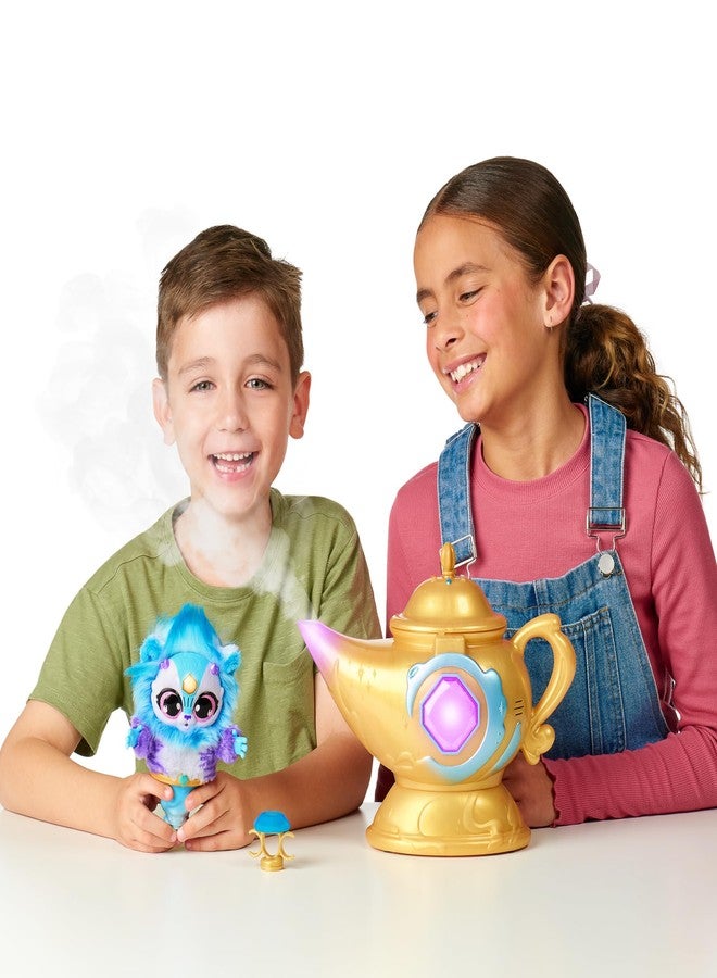 Magic Mixies Magic Genie Lamp with Interactive 8" Blue Plush Toy and 60+ Sounds & Reactions. Unlock a Magic Ring and Reveal a Blue Genie from The Real Misting Lamp. Gifts for Kids, Ages 5+ - Image 3