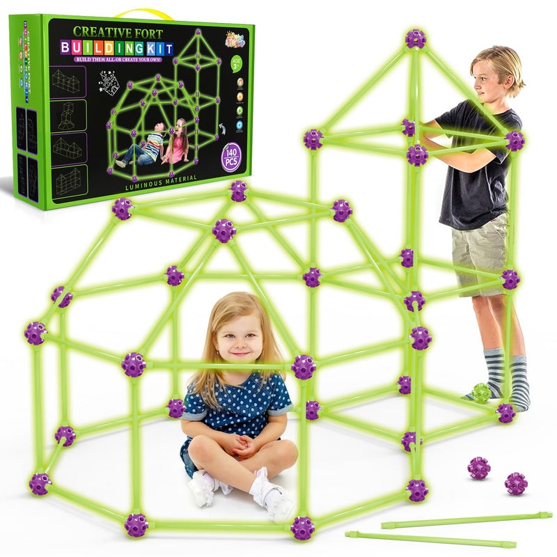 spring flower Glow In The Dark Fort Building Kit for KidsSTEM Construction Toys Educational Gift for 4 5 6 7 8 9 10 11 12 Years Old Boys and GirlsUltimate Creative Set for Indoor Outdoors Activity140 Pcs - Image 2