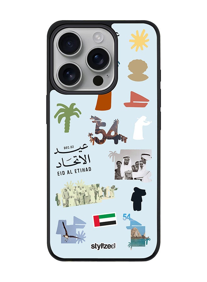 Stylizedd for iPhone 16 Pro Case [Compatible with MagSafe] Magnetic cover Slim fit Camera Protection, Shockproof Thin Phone Case- Eid Al Etihad 54th UAE National Day, Light Blue - Image 1