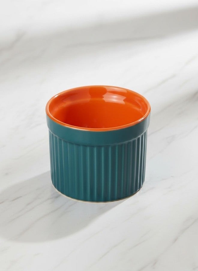 كافيين أوعية راميكين سيراميك مصنوعة يدويًا باللونين الأزرق والبرتقالي غير اللامع (مجموعة من 1) - Image 1