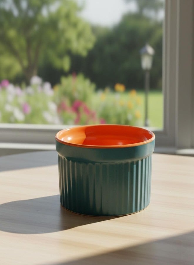 كافيين أوعية راميكين سيراميك مصنوعة يدويًا باللونين الأزرق والبرتقالي غير اللامع (مجموعة من 1) - Image 3