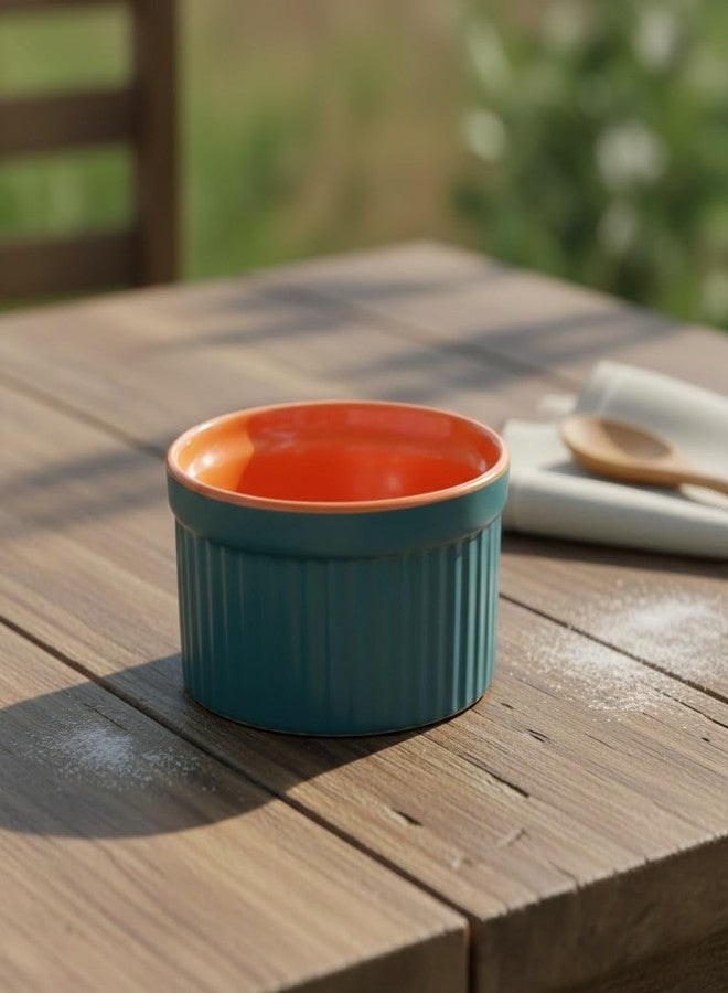 كافيين أوعية راميكين سيراميك مصنوعة يدويًا باللونين الأزرق والبرتقالي غير اللامع (مجموعة من 1) - Image 2