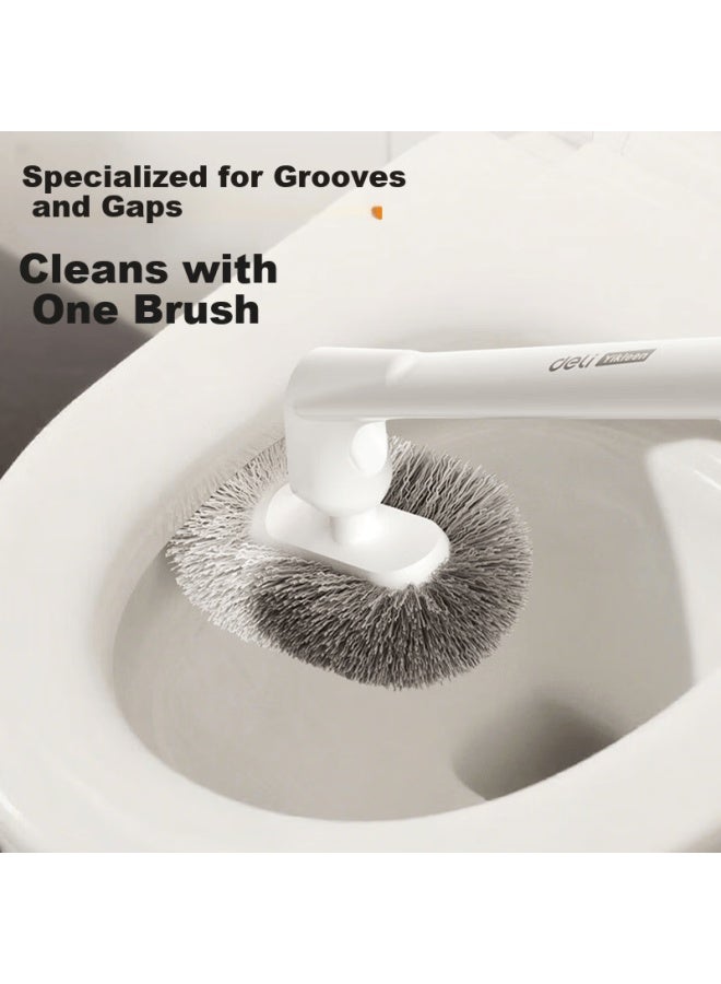 Deli S-shaped Elbow Toilet Brush Wall-mounted No-drill Groove Cleaning Toilet Scrubber - Image 2