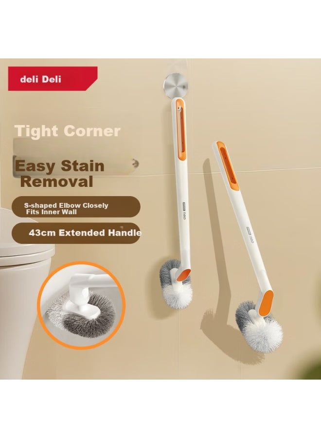 Deli S-shaped Elbow Toilet Brush Wall-mounted No-drill Groove Cleaning Toilet Scrubber - Image 1