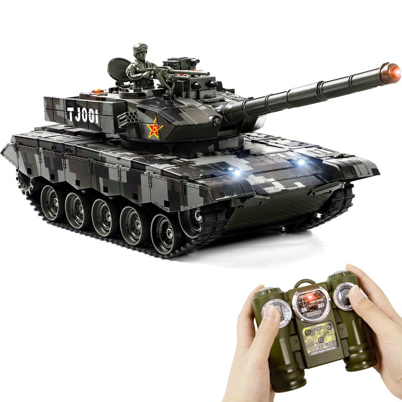 Supdex 124 RC Tank Remote Control Chinese 99 Army Model Tank with Sound Effects Lights and Smoke 24G Military Model Toy for Kids Perfect Birthday for Boys 6 Years Old - Image 3