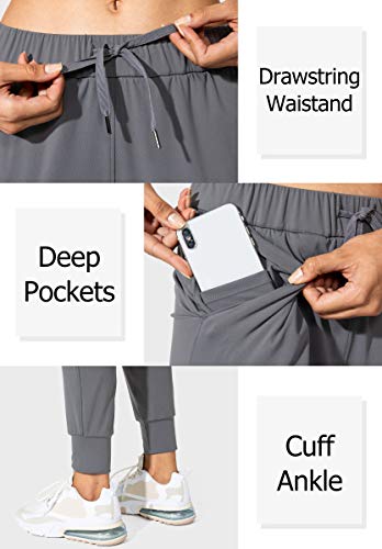 SANTINY Women's Joggers Pants Pockets Drawstring Running Sweatpants for Women Lounge Workout Jogging(Dark Grey_M) - Image 3