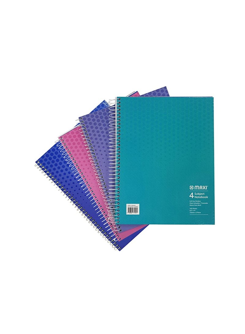 Maxi Spiral Hard Cover 4 Subject Notebook 11" X 8.5" 160 Sheets Assorted - Image 1
