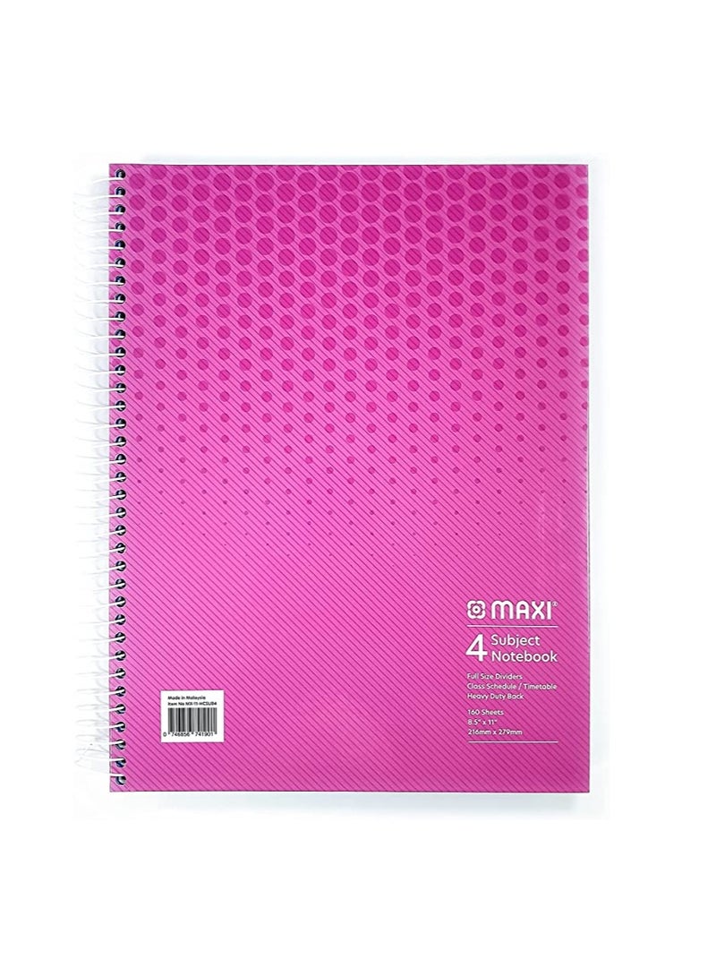 Maxi Spiral Hard Cover 4 Subject Notebook 11" X 8.5" 160 Sheets Assorted - Image 3