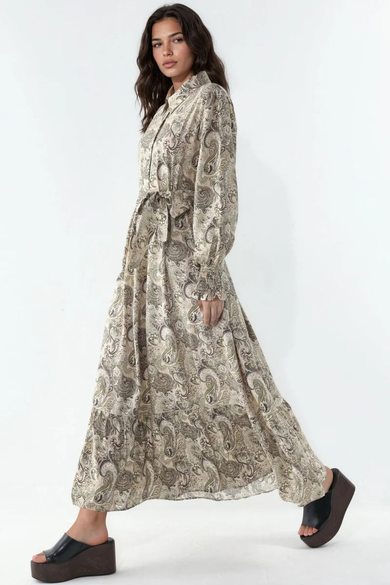 بيغ دارت BDART Paisley Belted Midi Shirt Dress