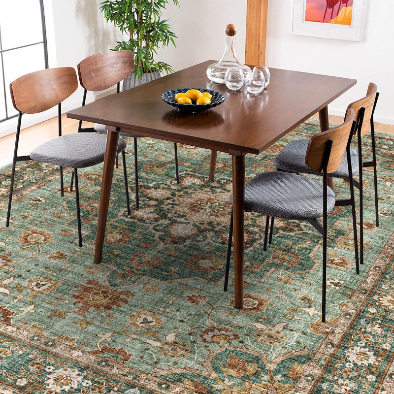 TOPRUUG Washable Oriental Area Rug - 9x12 Rugs for Living Room Soft Carpet for Bedroom Waterproof Floral Distressed Indoor Stain Resistant Non-Shedding Floor Carpets (Green, 9x12) - Image 5