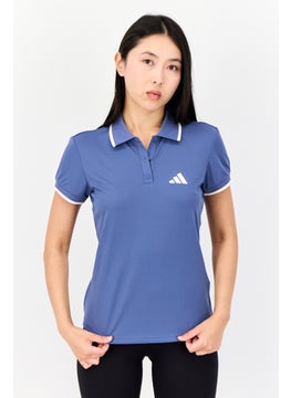 Women Regular Fit Short Sleeve Tennis Polo Shirt, Slate Blue