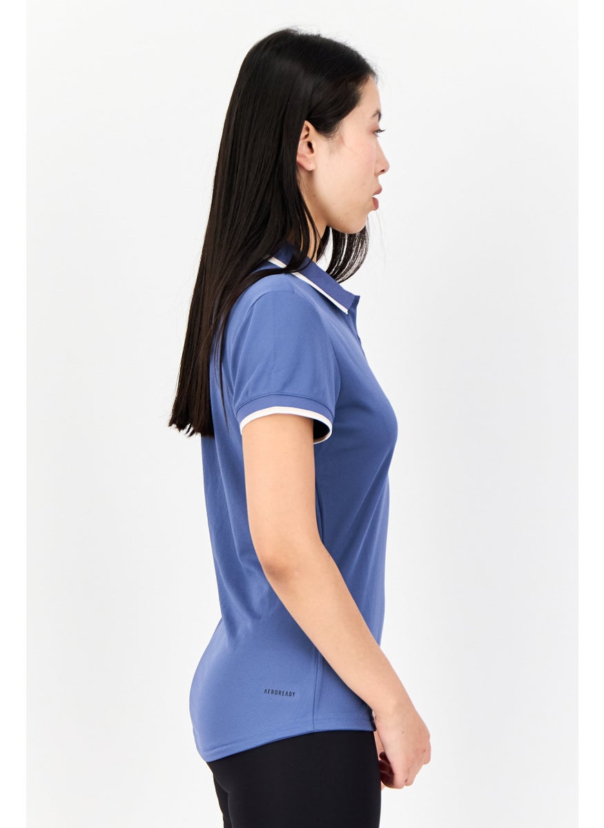 Adidas - Women Regular Fit Short Sleeve Tennis Polo Shirt, Slate Blue - Image 1