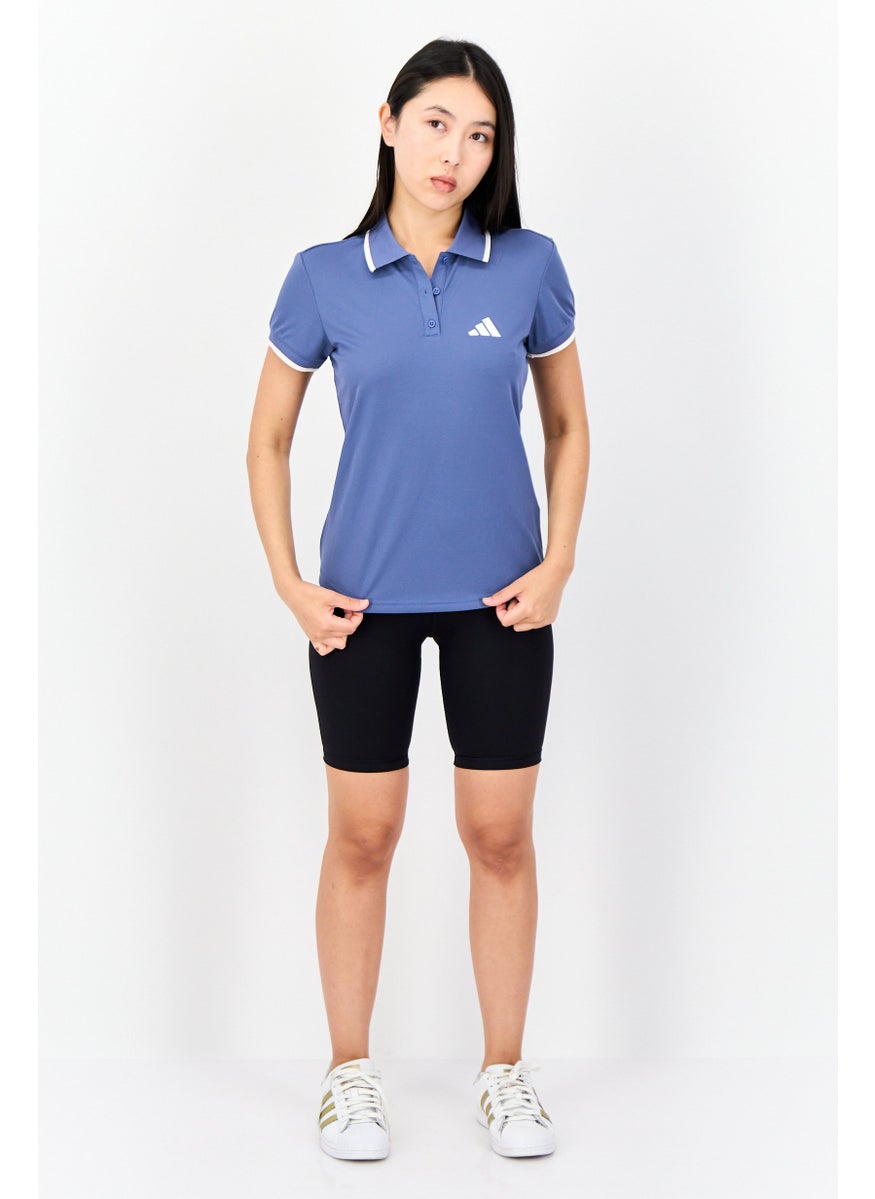 Adidas - Women Regular Fit Short Sleeve Tennis Polo Shirt, Slate Blue - Image 1