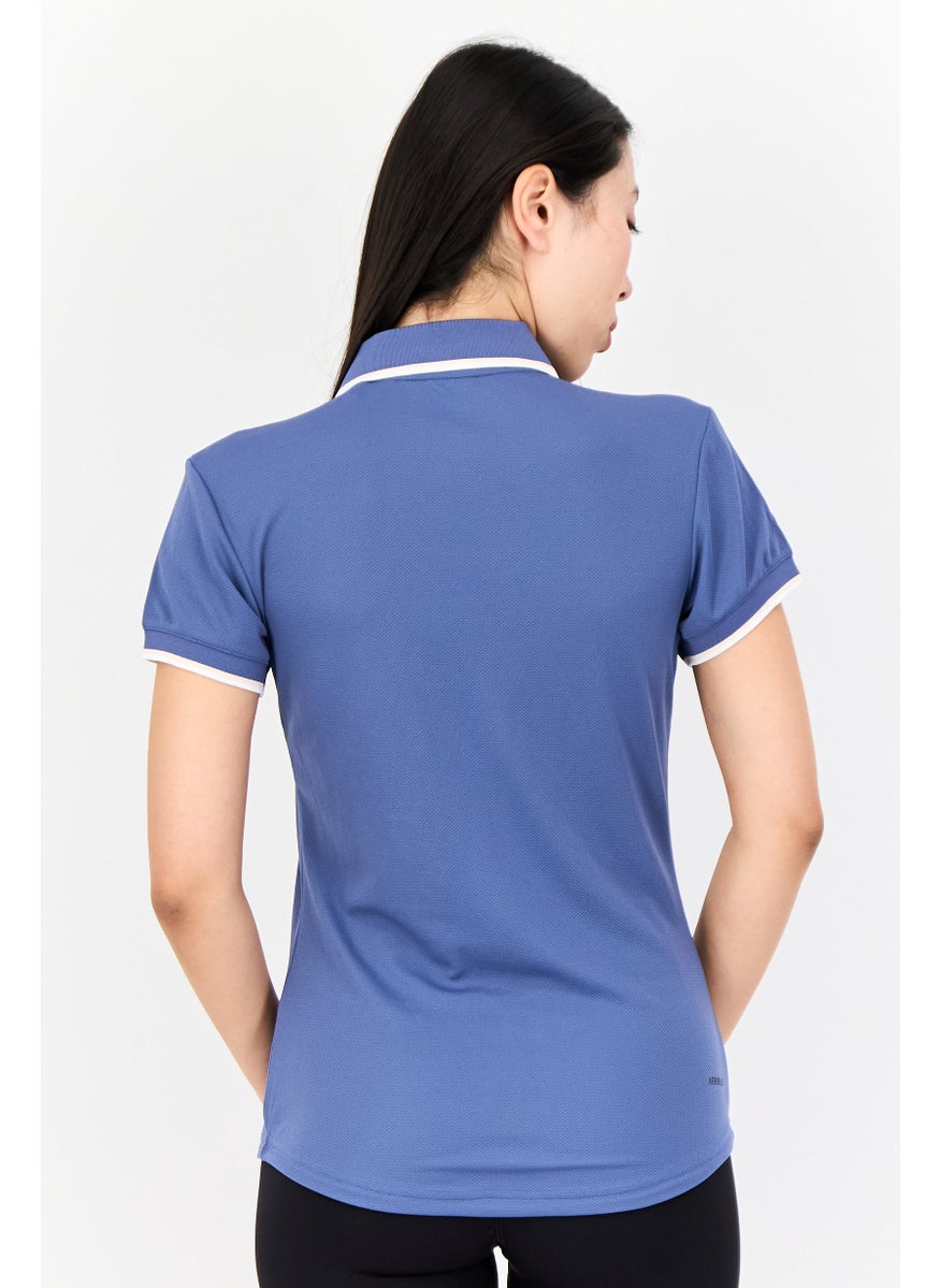 Adidas - Women Regular Fit Short Sleeve Tennis Polo Shirt, Slate Blue - Image 1