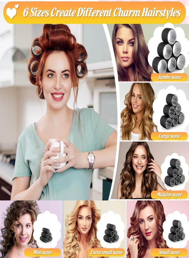 Tetutor 62 Piece Hair Rollers for Women, 6 Size Rollers Hair Curlers for Long Medium Short Hair, Large Medium Small Self Grip Hair Rollers with 36 Rollers 24 Stainless steel Clips 1 Storage Bag - Image 5