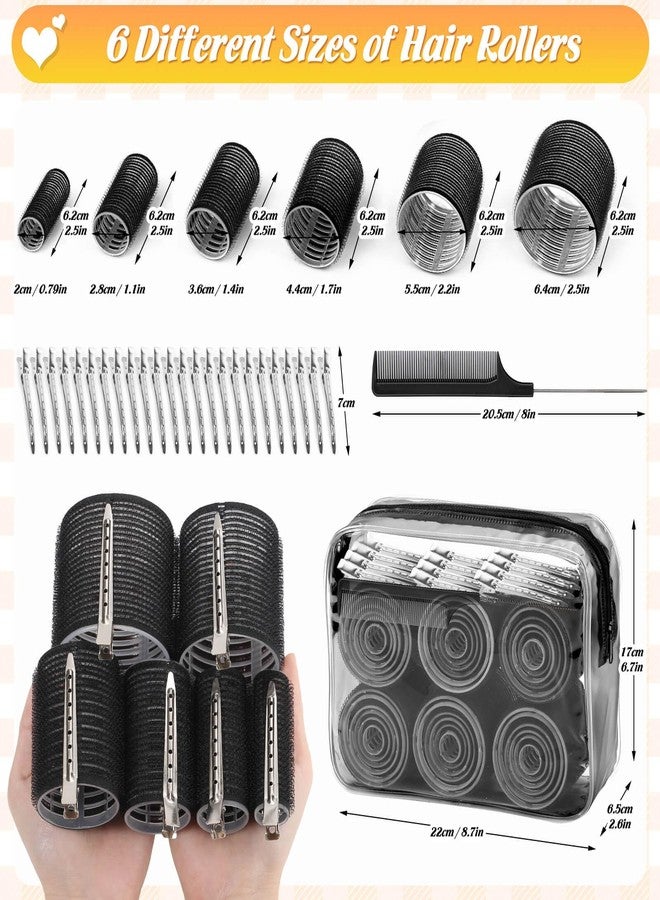 Tetutor 62 Piece Hair Rollers for Women, 6 Size Rollers Hair Curlers for Long Medium Short Hair, Large Medium Small Self Grip Hair Rollers with 36 Rollers 24 Stainless steel Clips 1 Storage Bag - Image 2