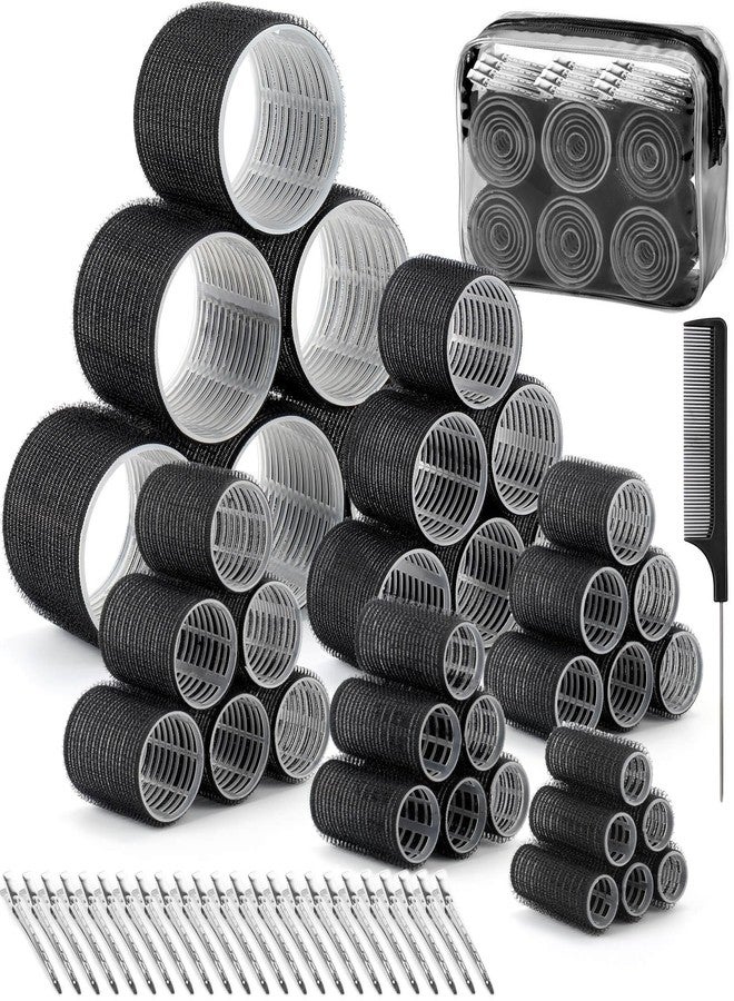 Tetutor 62 Piece Hair Rollers for Women, 6 Size Rollers Hair Curlers for Long Medium Short Hair, Large Medium Small Self Grip Hair Rollers with 36 Rollers 24 Stainless steel Clips 1 Storage Bag - Image 1