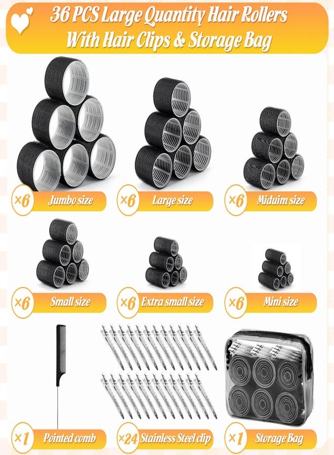 Tetutor 62 Piece Hair Rollers for Women, 6 Size Rollers Hair Curlers for Long Medium Short Hair, Large Medium Small Self Grip Hair Rollers with 36 Rollers 24 Stainless steel Clips 1 Storage Bag - Image 3