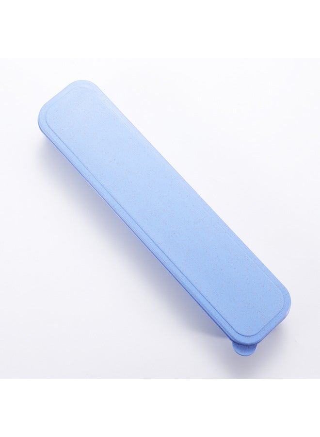 Eco-Friendly Wheat Straw Tableware Set With Straw UV Coating Logo Customization Available For Sustainable Dining Experience-Specifications:Large Flip Blue  - Image 1
