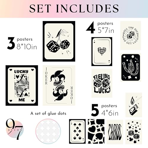 97 Decor Black and White Wall Art Retro Lucky Poster Black and White Trendy Wall Art Poker Room Decor Funky Art Prints Poker Pictures Ace Of Spades Decor for Bedroom Apartment 8x10 Unframed - Image 3