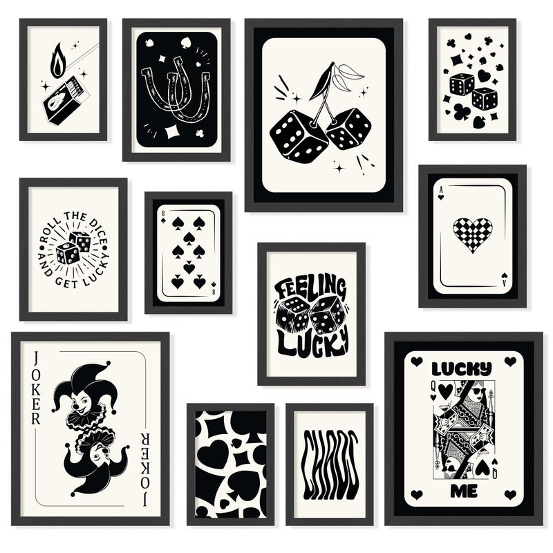97 Decor Black and White Wall Art Retro Lucky Poster Black and White Trendy Wall Art Poker Room Decor Funky Art Prints Poker Pictures Ace Of Spades Decor for Bedroom Apartment 8x10 Unframed - Image 2