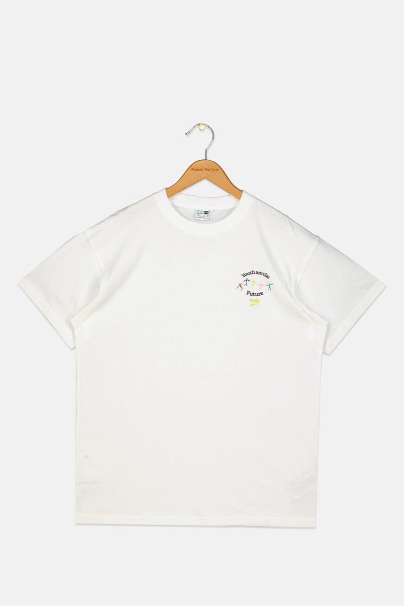 PUMA Kids Boy Graphic Print Outdoor T-Shirt, White - Image 1