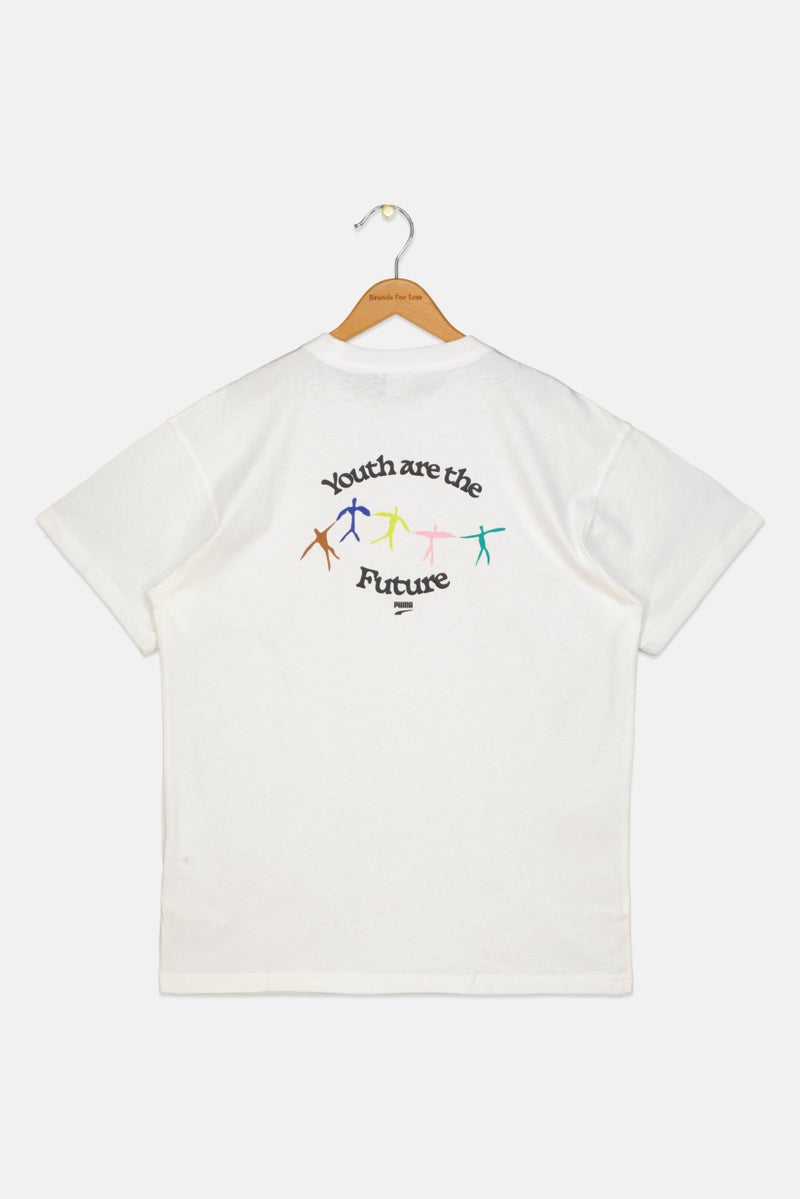 PUMA Kids Boy Graphic Print Outdoor T-Shirt, White - Image 2