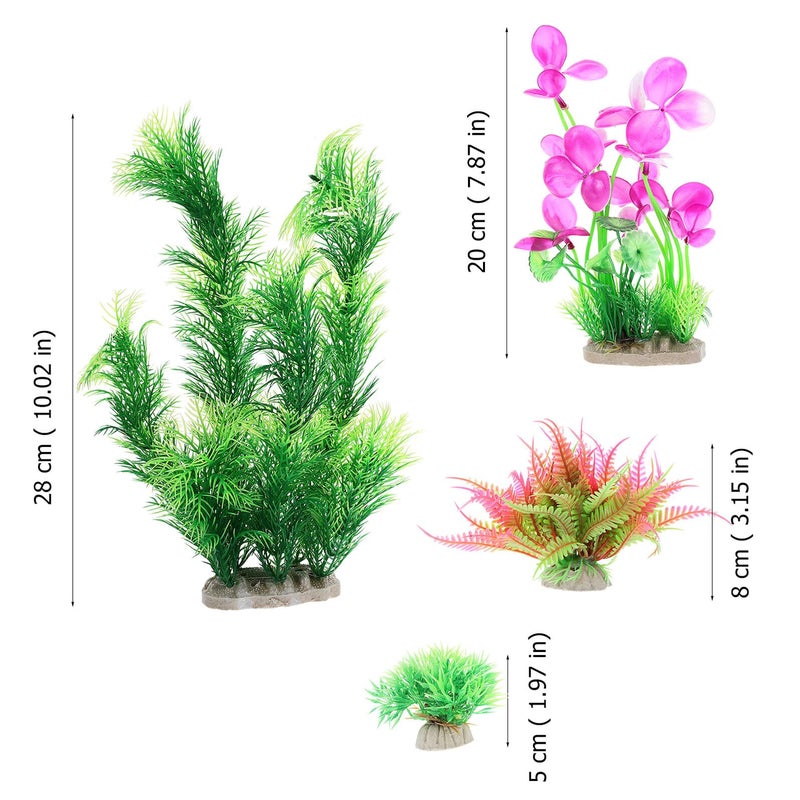7Pcs Tall Plastic Aquarium Plants Set Green Artificial Water Grass Fish Tank Decor - Image 3
