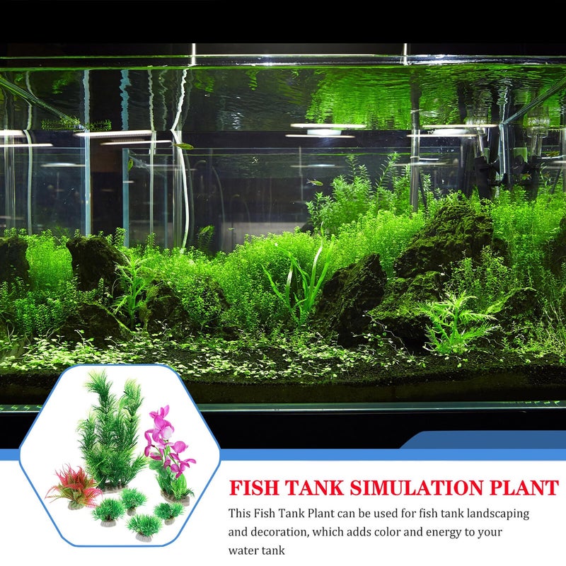 7Pcs Tall Plastic Aquarium Plants Set Green Artificial Water Grass Fish Tank Decor - Image 4