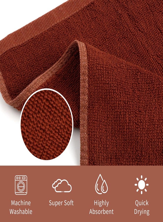 INFICRIME 6 Pack 100% Cotton Washcloths, 12x12 Inch Highly Absorbent Soft Face Towels - Zero Lint Fingertip Towels for Bathroom Gym Hotel Spa, 3 White + 3 Brown - Image 4