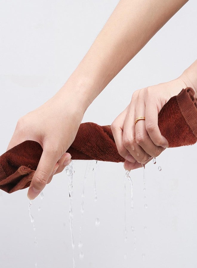 INFICRIME 6 Pack 100% Cotton Washcloths, 12x12 Inch Highly Absorbent Soft Face Towels - Zero Lint Fingertip Towels for Bathroom Gym Hotel Spa, 3 White + 3 Brown - Image 5