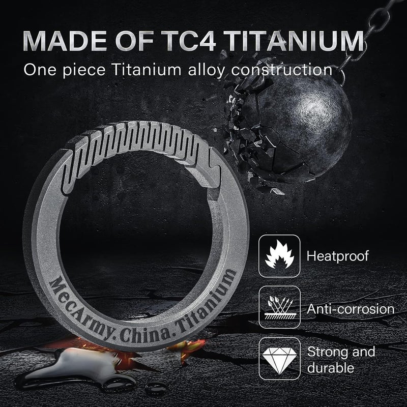 MecArmy CH9 Circle Keychain - Titanium Carabiner EDC Key Ring Clip - Image 2