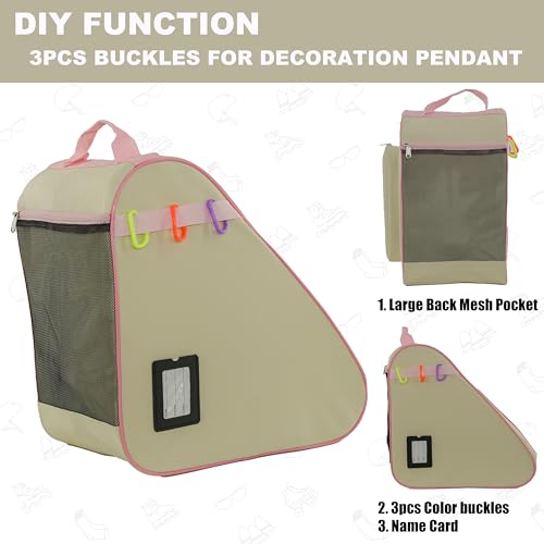 HEXIFUL Skate Bag to Carry Ice Skates, Inline Skates, Roller Skates and Quad Skates for Both Kids and Adults (Jasmine/Pink 013) - Image 5
