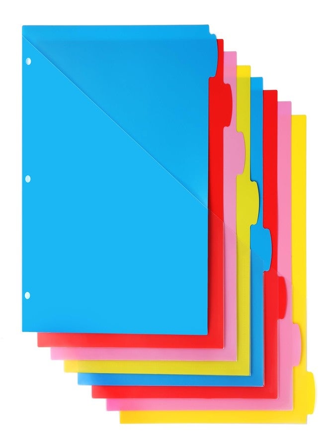 WOT I Durable 8-Tab Binder Dividers with Clear Pocket - 1 Set, Reusable Plastic Dividers for 3 Ring Binder, 4 Vibrant Colors - Image 1