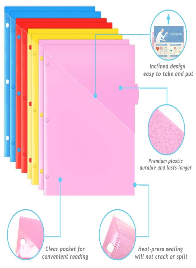 WOT I Durable 8-Tab Binder Dividers with Clear Pocket - 1 Set, Reusable Plastic Dividers for 3 Ring Binder, 4 Vibrant Colors - Image 3