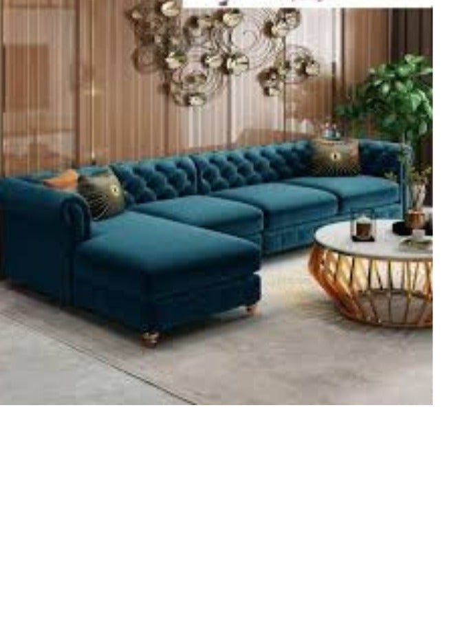 Maharat Al Bahar AMAZING OFFER! Brand New L-Shape Comfy Sofa Set – Velvet Fabric & Stylish Design - Image 1
