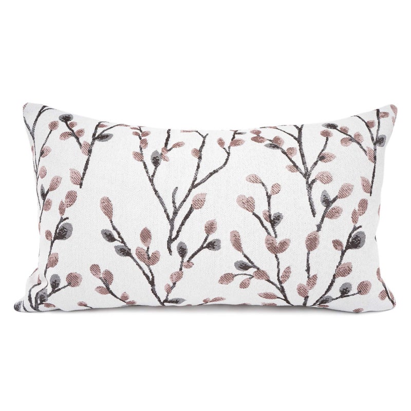 YOUR SMILE Classical Embroidery Jacquard Farmhouse Oblong Rectangle Chenille Red Leaf Decorative Throw Pillow Case12x20 inch