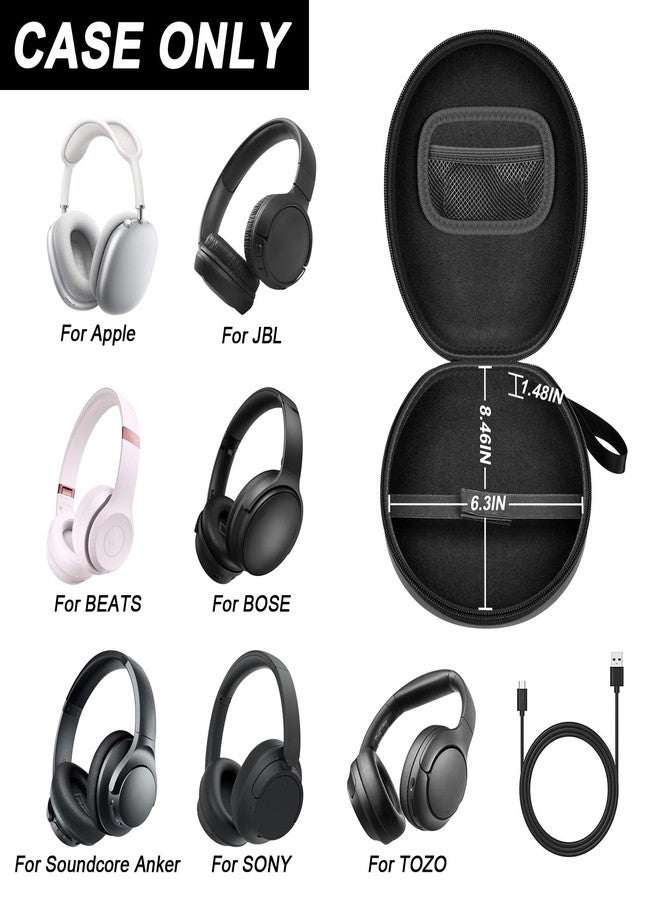 Comecase Universal Headphone Case Comepatible with JBL Tune 510BT 720BT / for Sony WH-CH 720N/WH-CH520/ for Soundcore Q20/Q30/ for Beats Etc, Travel Carrying Box for Bluetooth Wireless Headset -Black - Image 2