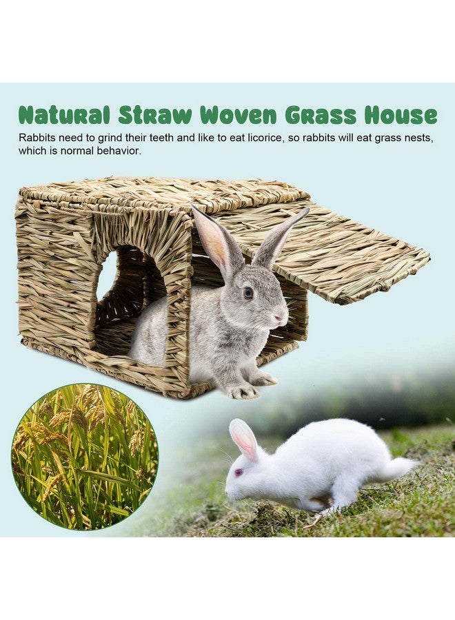 BWOGUE Extra Large Grass House for Rabbits,Hand Crafted Natural Grass Hideaway Foldable Bed Hut with Openings Playhouse for Bunny Guinea Pig Chinchilla Ferret for Play and Sleep - Image 4