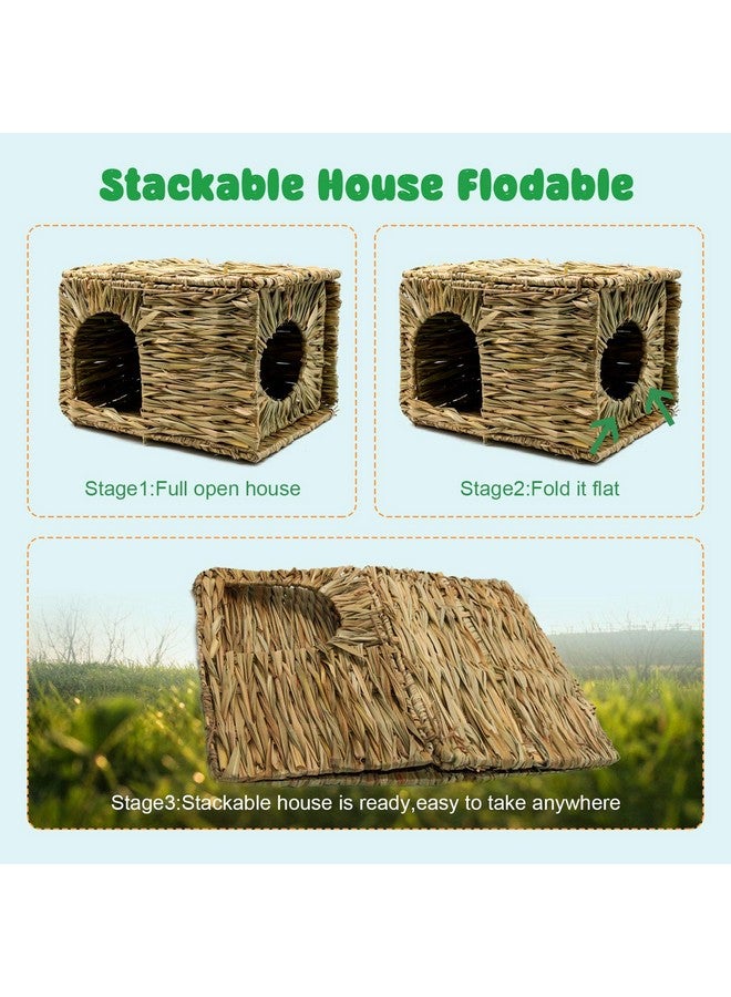 BWOGUE Extra Large Grass House for Rabbits,Hand Crafted Natural Grass Hideaway Foldable Bed Hut with Openings Playhouse for Bunny Guinea Pig Chinchilla Ferret for Play and Sleep - Image 5