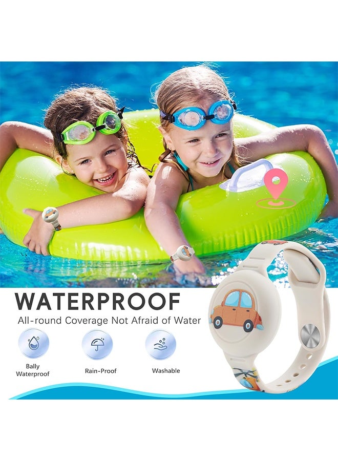 AirTag Bracelet for Kids Waterproof Cute Cartoon Air tag Holder for Kids with Soft Silicone Full Coverage Anti-Lost Hidden Airtag Wristband Accessories for Child（Car) - Image 2
