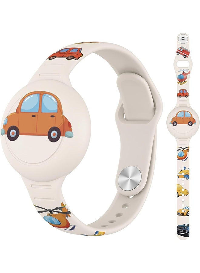 AirTag Bracelet for Kids Waterproof Cute Cartoon Air tag Holder for Kids with Soft Silicone Full Coverage Anti-Lost Hidden Airtag Wristband Accessories for Child(Car)