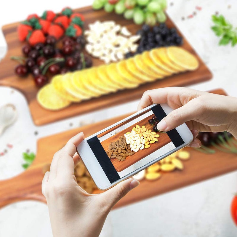 AIDEA Acacia Wood Cutting Board with Handle, Wooden Cheese Board Charcuterie Boards for Bread, Meat, Fruits, Cheese and Serving, Food Serving Tray for Kitchen, 17 x 6 inch - Image 4