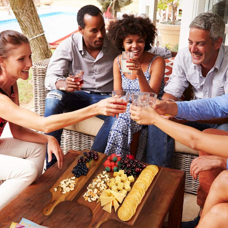 AIDEA Acacia Wood Cutting Board with Handle, Wooden Cheese Board Charcuterie Boards for Bread, Meat, Fruits, Cheese and Serving, Food Serving Tray for Kitchen, 17 x 6 inch - Image 2