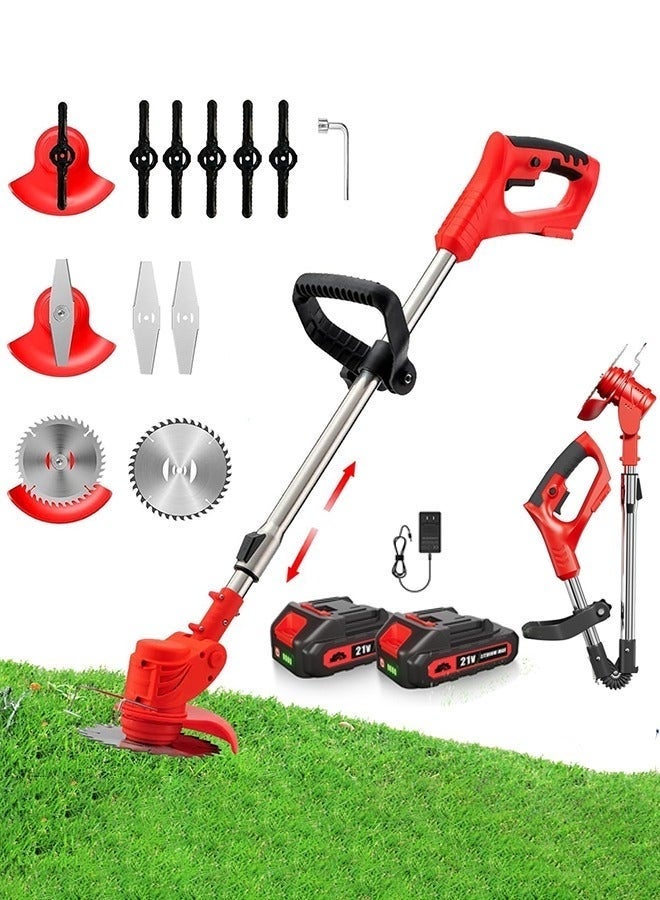 Electric Grass Wacker Eater Battery Powered 24V Cordless Grass Trimmer Grass Wacker Stringless Brush Cutter, Lightweight grass Trimmer/Lawn Edger/Mini-Mower grasser Tool with 3 Types Blades - Image 1