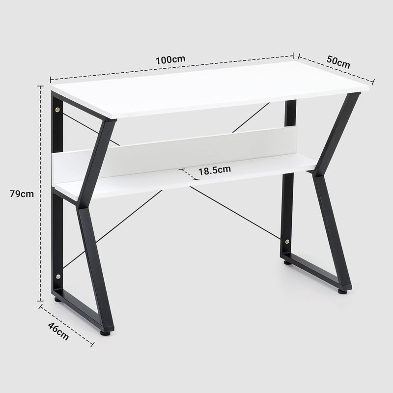 Livzing Study Table for Students Computer Table for Home Office Table with Storage Desktop Table Laptop Table Office Desk Computer Table with Storage Study Computer Desk for Home White - Image 2